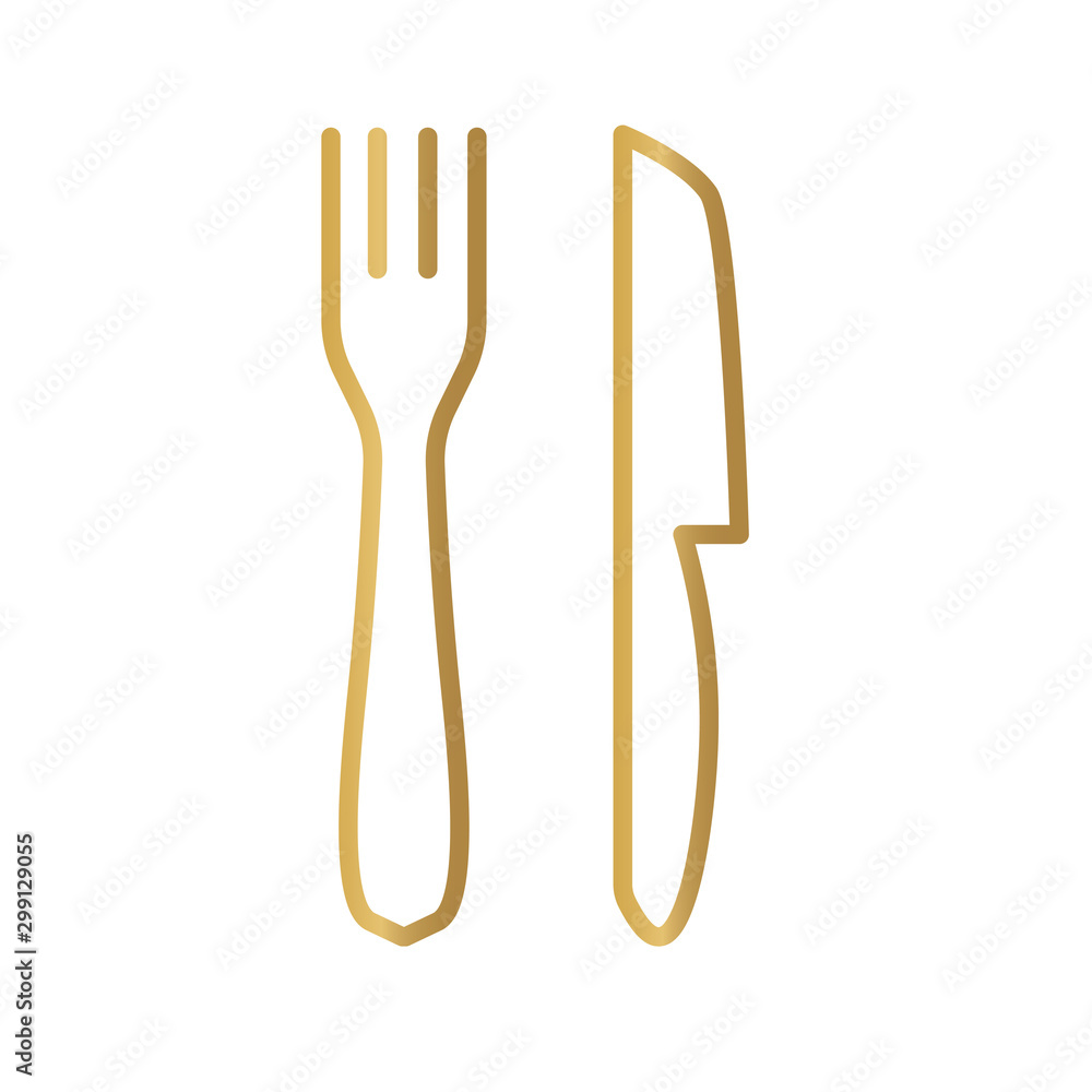 golden fork and knife icon- vector illustration golden fork and knife icon- vector illustration