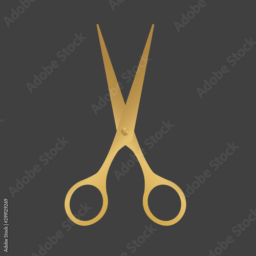 golden scissors icon- vector illustration