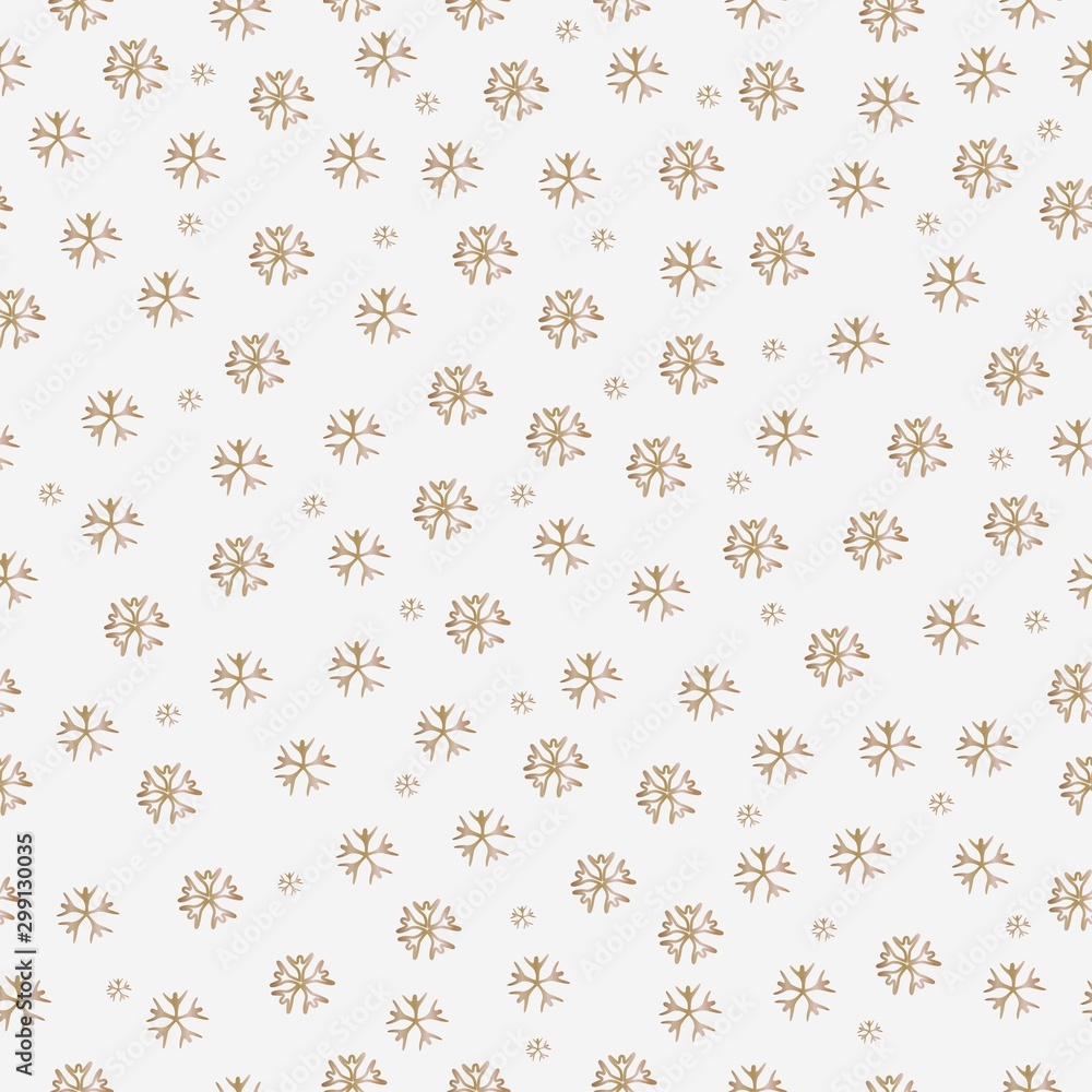 Seamless pattern with golden falling snowflakes on white background Seamless pattern with golden falling snowflakes on white background