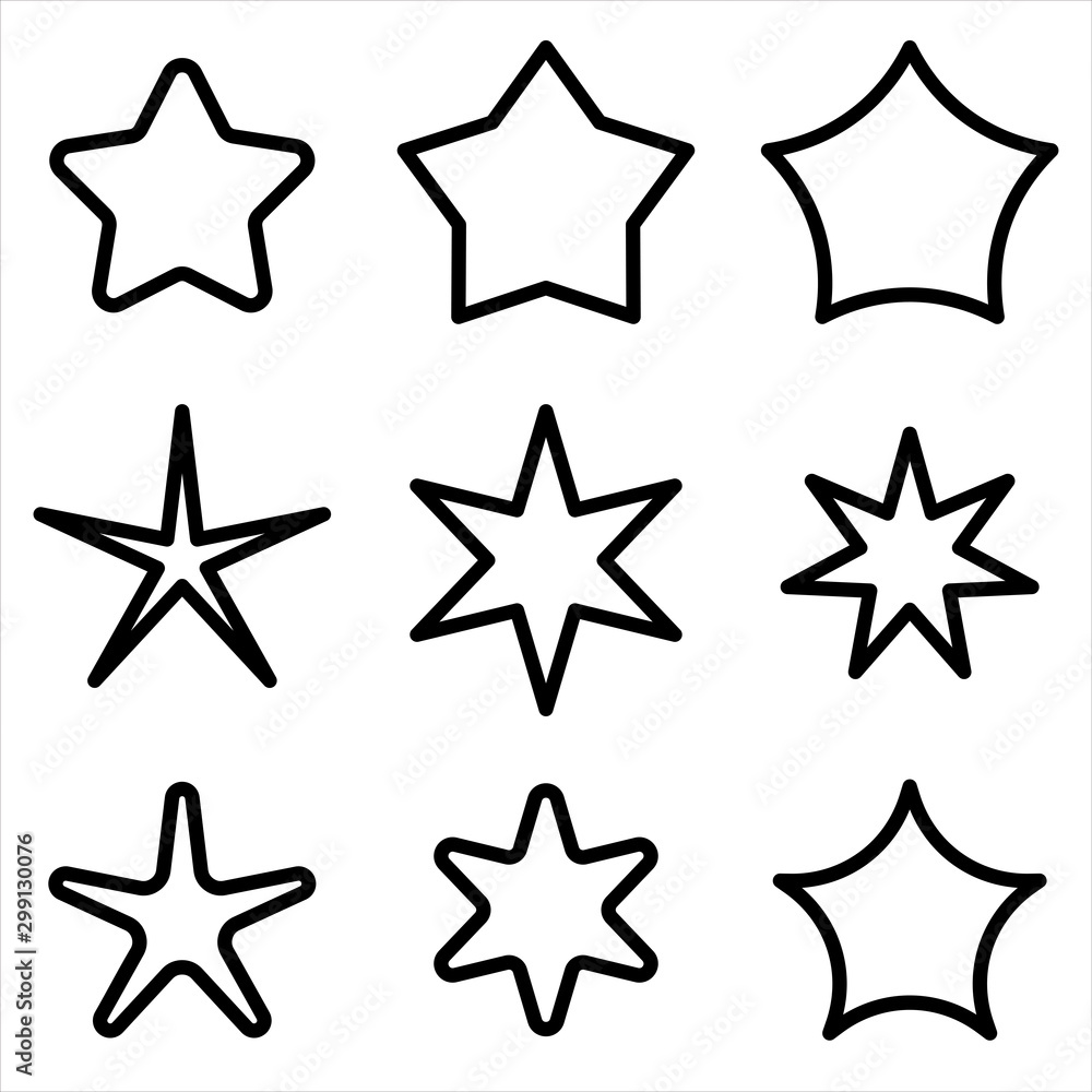 Obraz premium Set of Star icon. symbol of rate or favorite symbol with trendy flat style icon for web site design, logo, app, UI isolated on white background. vector illustration