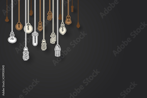paper cut of light bulb doodle,