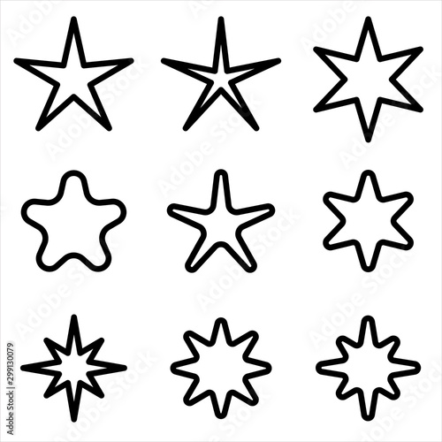 Set of Star icon. symbol of rate or favorite symbol with trendy flat style icon for web site design, logo, app, UI isolated on white background. vector illustration