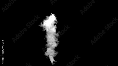 White smoke pollution isolated on black background.