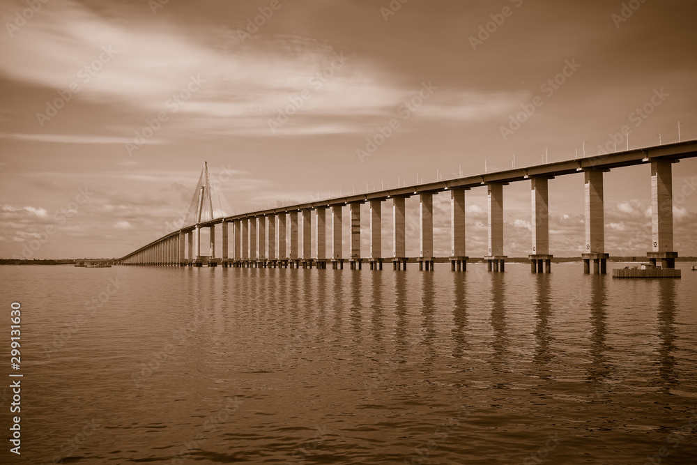 Sepia toned Rio Negro Bridge , Manaus, Amazonas  Brazil