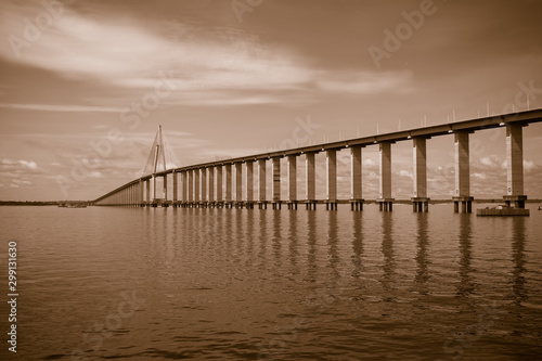 Sepia toned Rio Negro Bridge , Manaus, Amazonas Brazil
