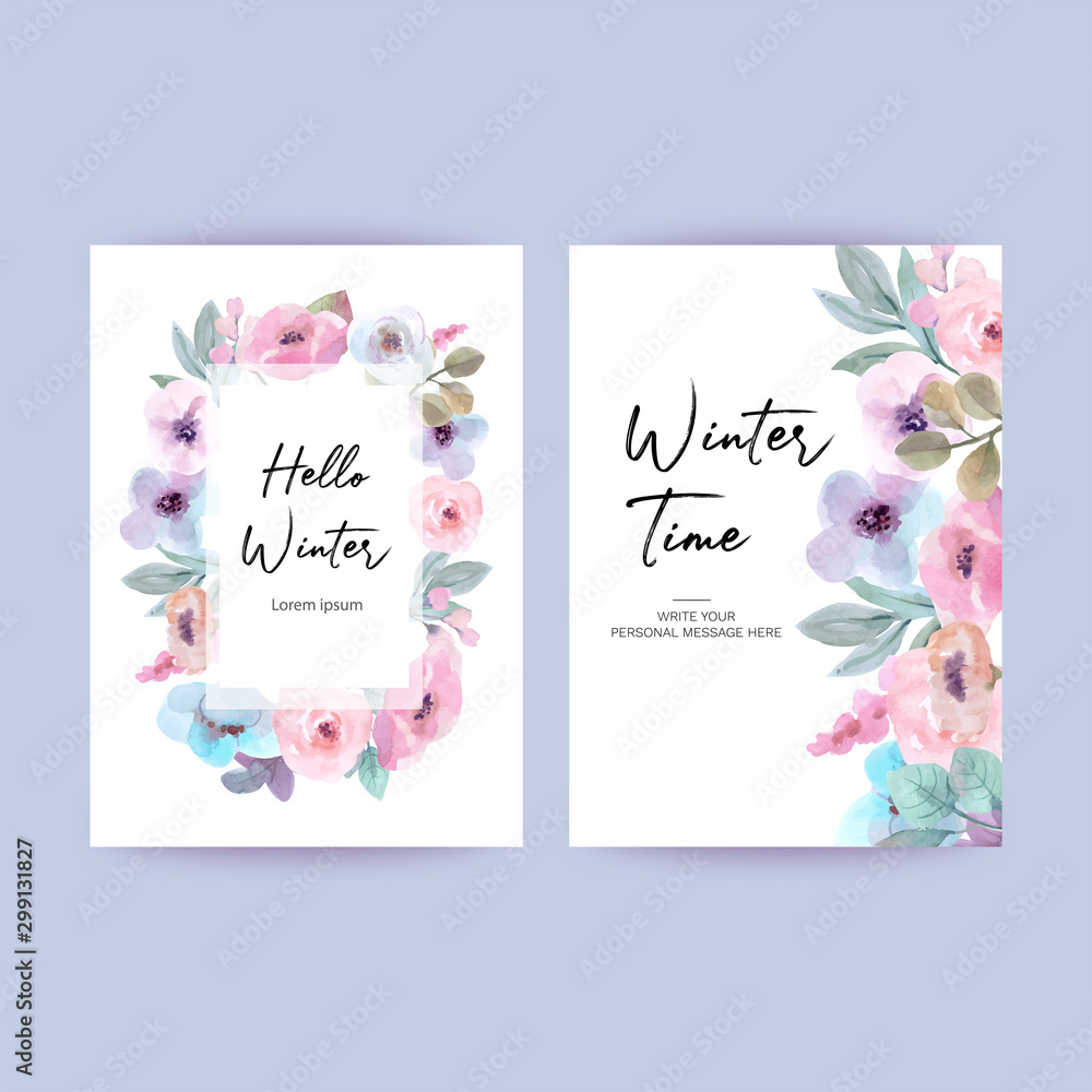 Winter Time vectors for design with watercolor