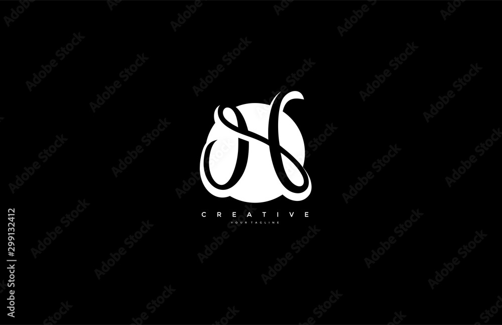 Obraz premium Text Initial H Letter Monogram Rounded Shape White Color Logo