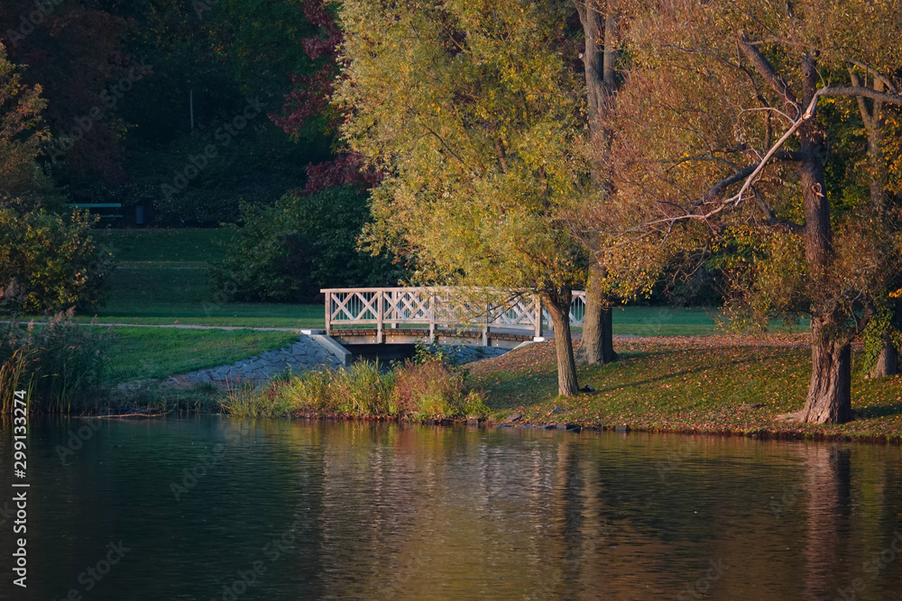 kleine Holzbrücke im Park