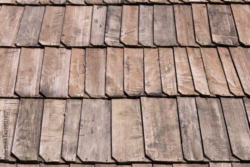Background texture of wooden roof . Selective focus.