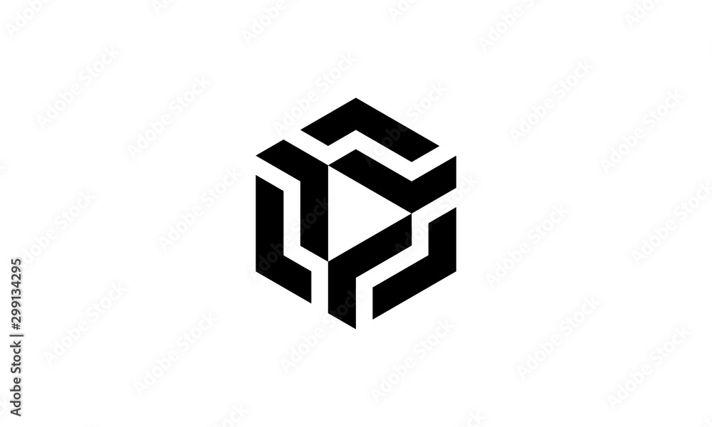 cube box hexagon with play button music video logo design template