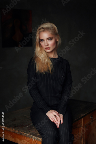 Studio portrait of young beautiful woman