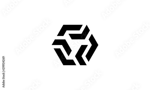 Abstract hexagonal logo design template