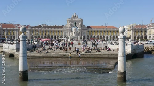 Aerial view of Praca do Comercio in lisbon portugal