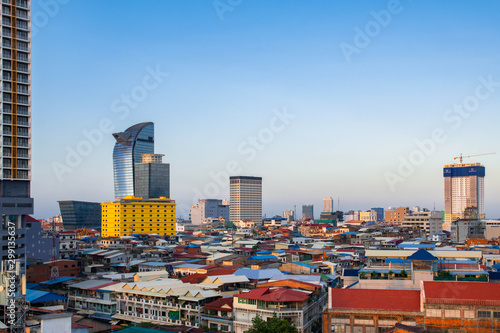 Phnom Penh city  Cambodia - October 21 2019  Phnom Penh cityscape with clear sky show high rise building 