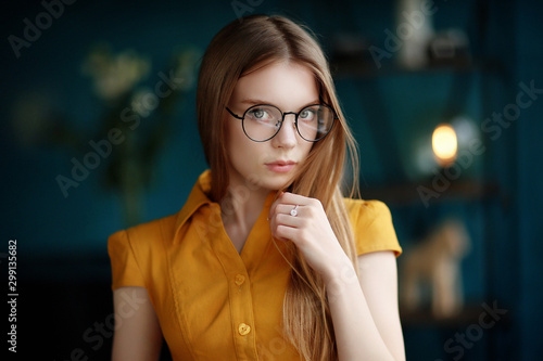 Studio portrait of young beautiful woman