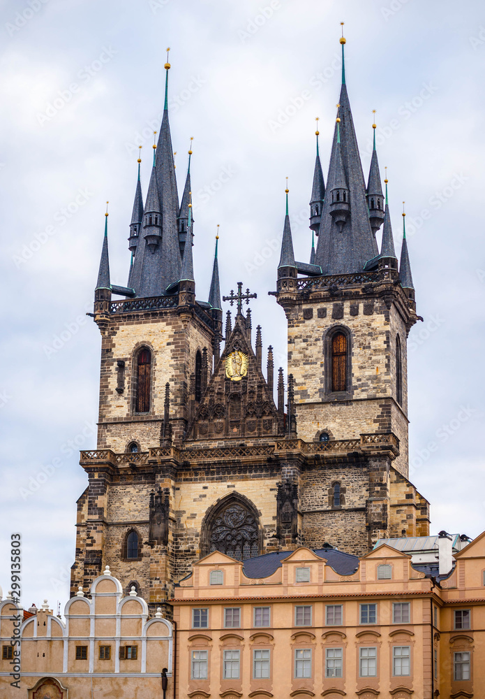 Church of Our Lady before Tyn in Old Town Square in Prague, Czech Republic