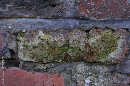 Old Broken Red Brick Wall
