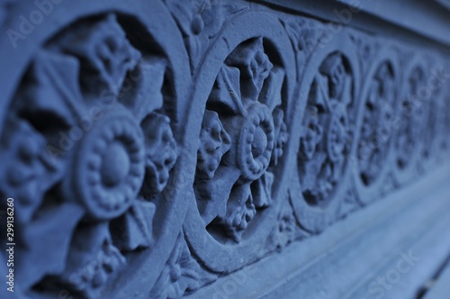 Deep Blue Circular Architectural Detail of the Building