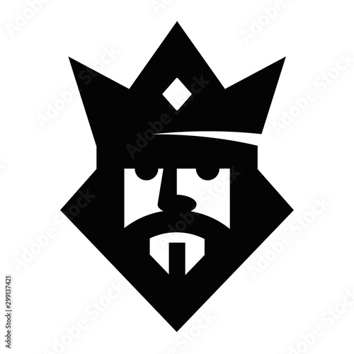 Geometric king head logotype. Vector sign. Logo design vector template. Logo Royal King symbol