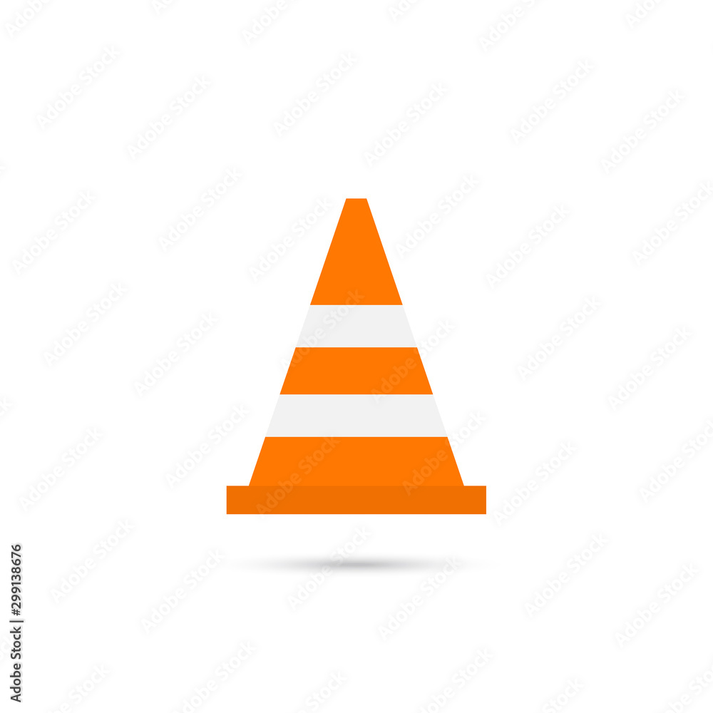Construction traffic cone icon, warning sign design. Vector illustration.