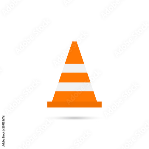 Construction traffic cone icon, warning sign design. Vector illustration.