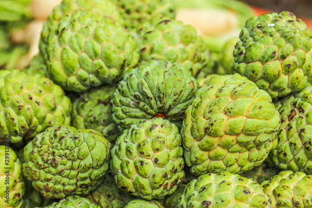 Heap Bunch of Custard Apple India Sarifa Sheetafal Fruit Fresh From Farm Green Color in Market Decoration and Sale Heap Bunch of Custard Apple India Sarifa Sheetafal Fruit Fresh From Farm Green Color in Market Decoration and Sale