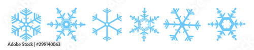 Set of blue Snowflakes icons in row. Snowflakes template. Snowflake vector icon.