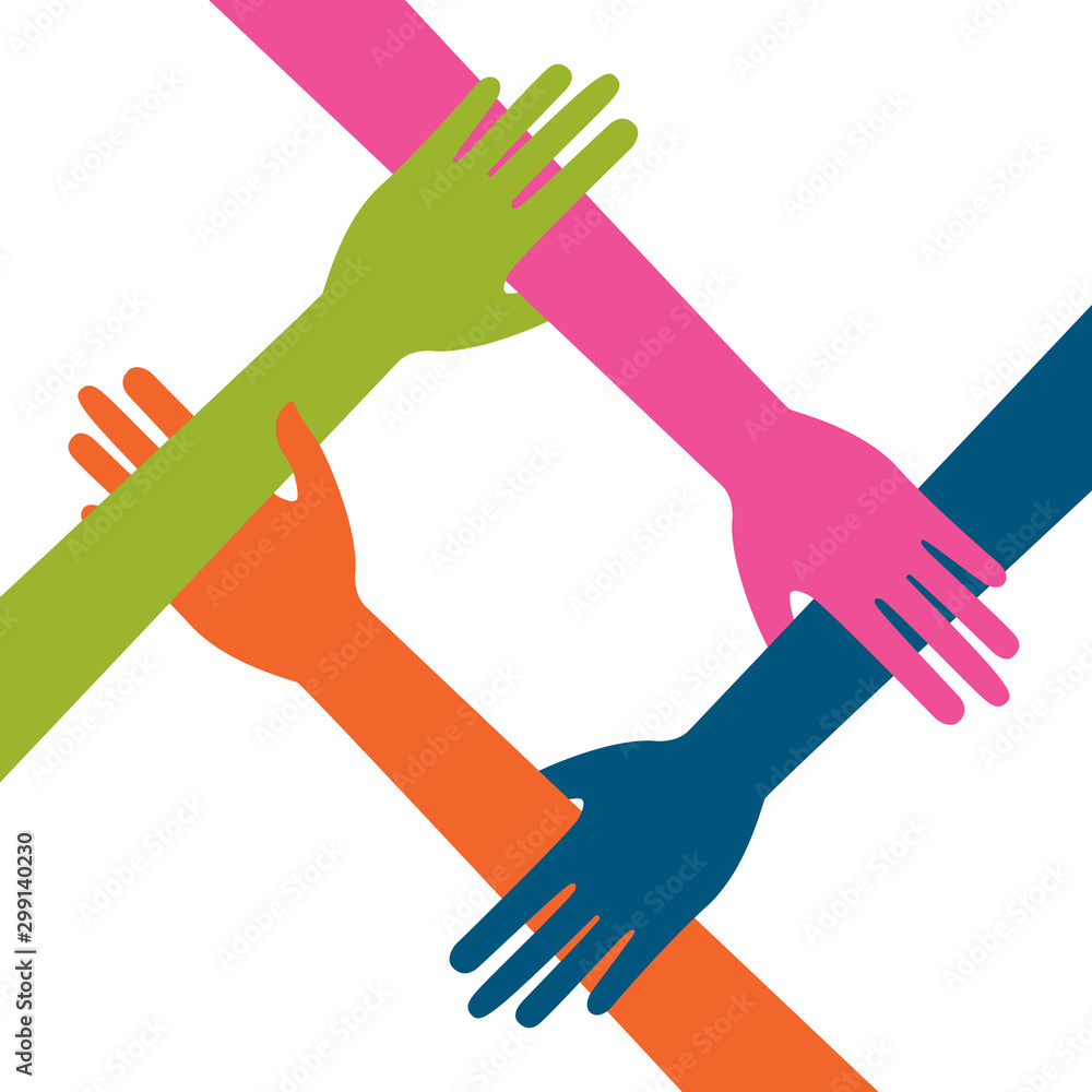 Obraz premium Hand Colorful Creative Connection with Teamwork