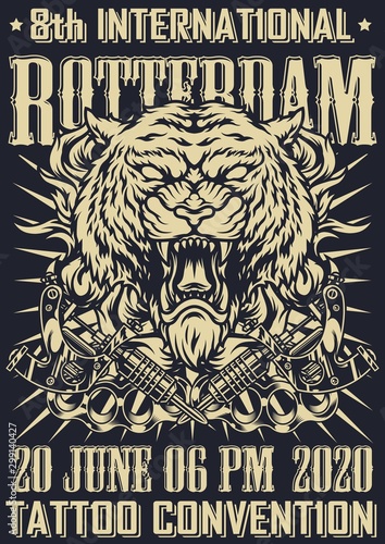 Tattoo fest vintage monochrome poster