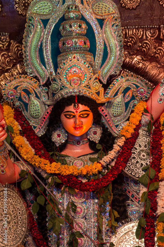 Fototapeta premium Goddess Durga idol during the navratri/durga puja celebration in India