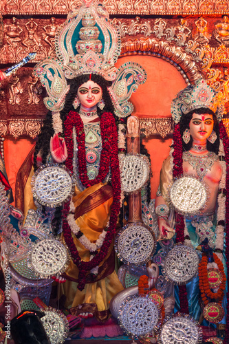 Goddess Durga idol during the navratri/durga puja celebration in India