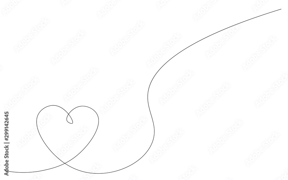 Heart background line drawing, valentine's day vector illustration