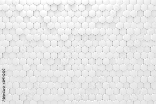 White geometric mosaic hexagonal abstract background. Computer generated abstract geometric. 3d rendering