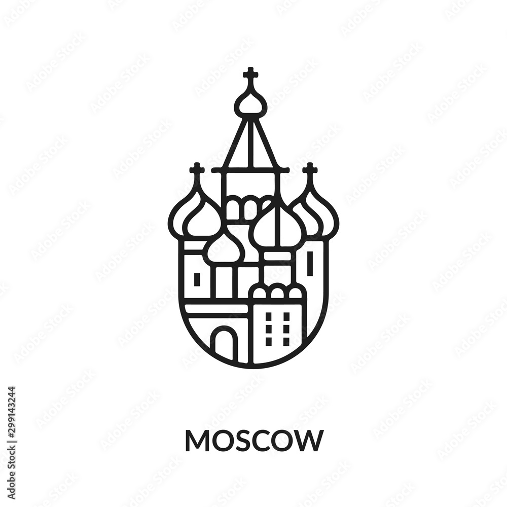 Moscow icon. Moscow icon vector. Linear style sign for mobile concept and web design. Moscow symbol illustration. vector graphics - Vector	