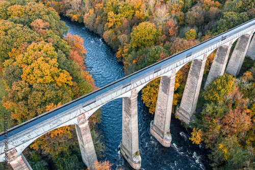 Aerial View over Aqueduct in Wales at Autumn photo