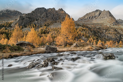 Autumn alps landscape, long exposure photography, Italy © manuel