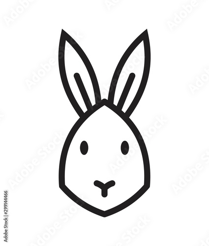 Cute rabbit in flat style and black color © Taawon