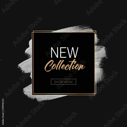 New Collection Sale sign over art paint background vector illustration. 