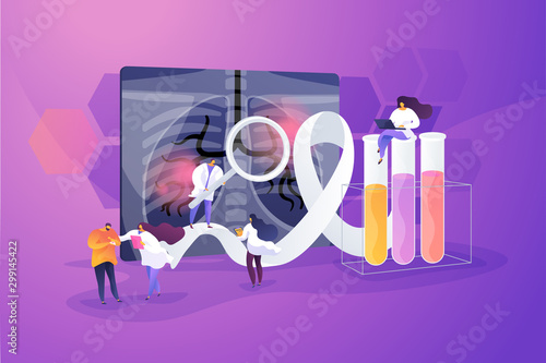 Dangerous respiratory system disease. Man experiencing breathing problems, complications. Lung cancer, Tracheal tug, bronchial asthma concept. Vector isolated concept creative illustration