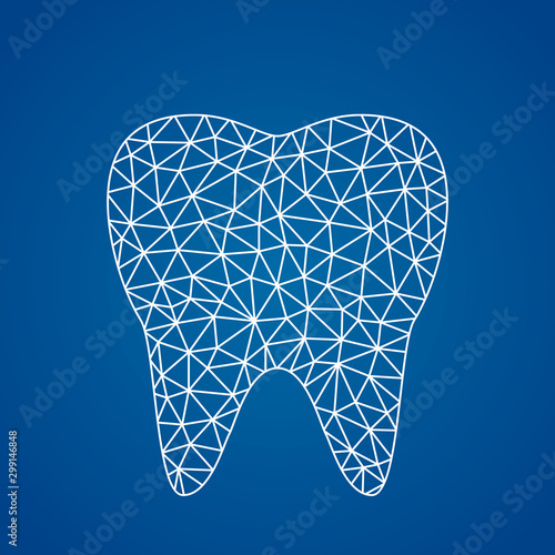 Modern healthy tooth icon in linear polygonal style.