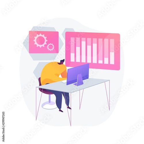 Technical support. System calibration, software configuration, settings adjustments. Professional computer maintenance service, technician occupation. Vector isolated concept metaphor illustration
