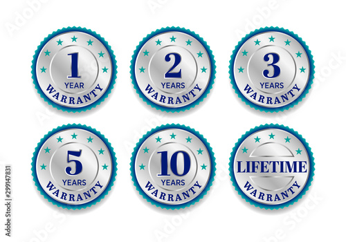 Quality certification warranty badge icon set