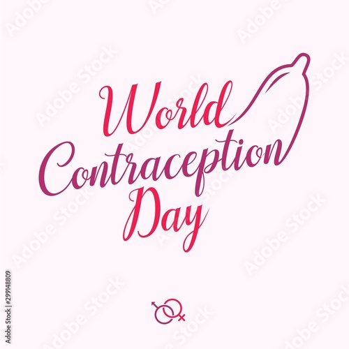 World contraception day letter with condom in flat style