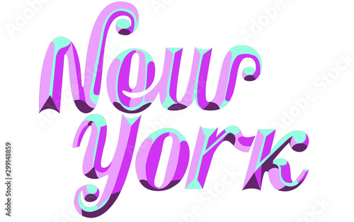 "New York" Colorful vector text.