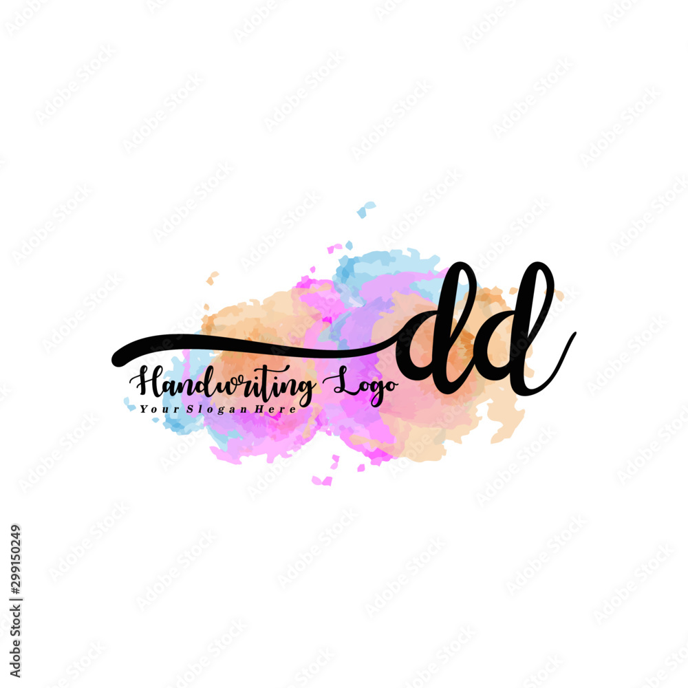 Initial DD handwriting watercolor logo vector. Letter handwritten logo template,watercolor template for, beauty, fashion, wedding, wedding invitation, business card