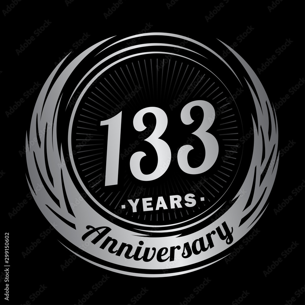 133 years anniversary. Anniversary logo design. One hundred and thirty-three years logo.