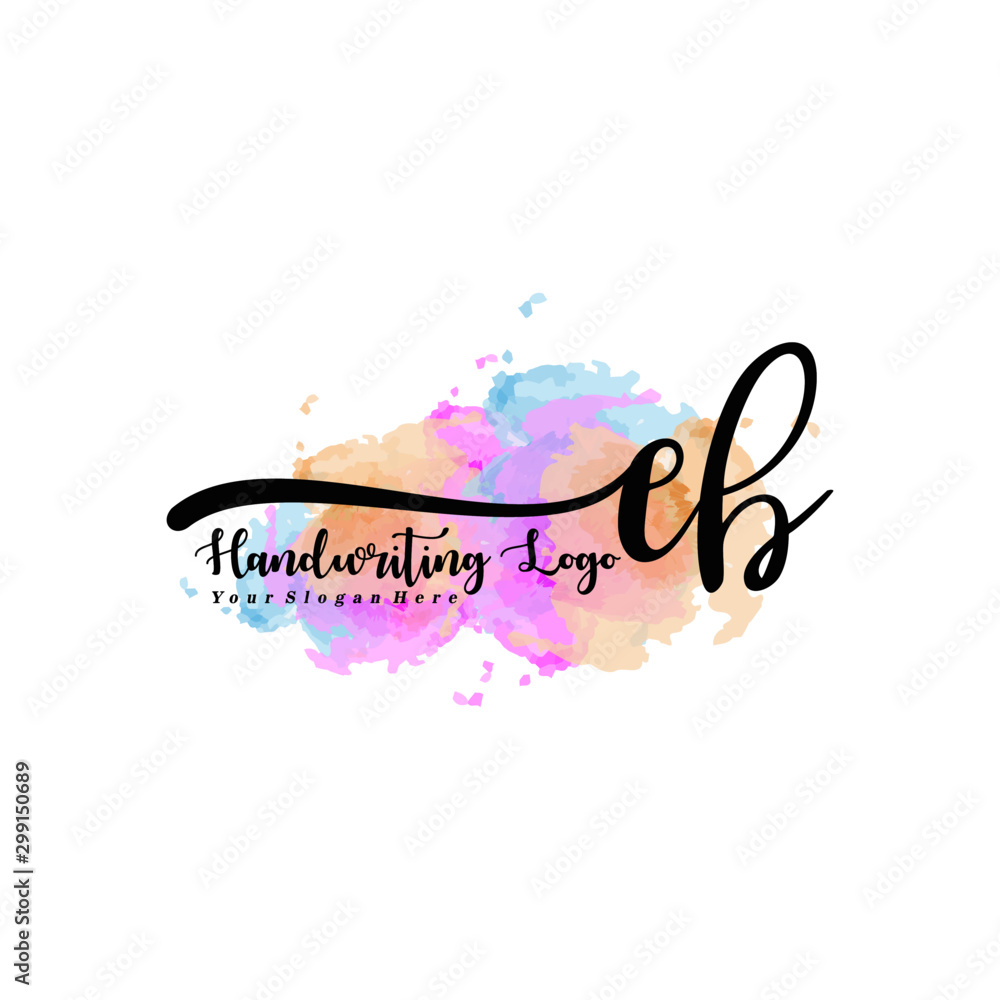 Obraz premium Initial EB handwriting watercolor logo vector. Letter handwritten logo template,watercolor template for, beauty, fashion, wedding, wedding invitation, business card