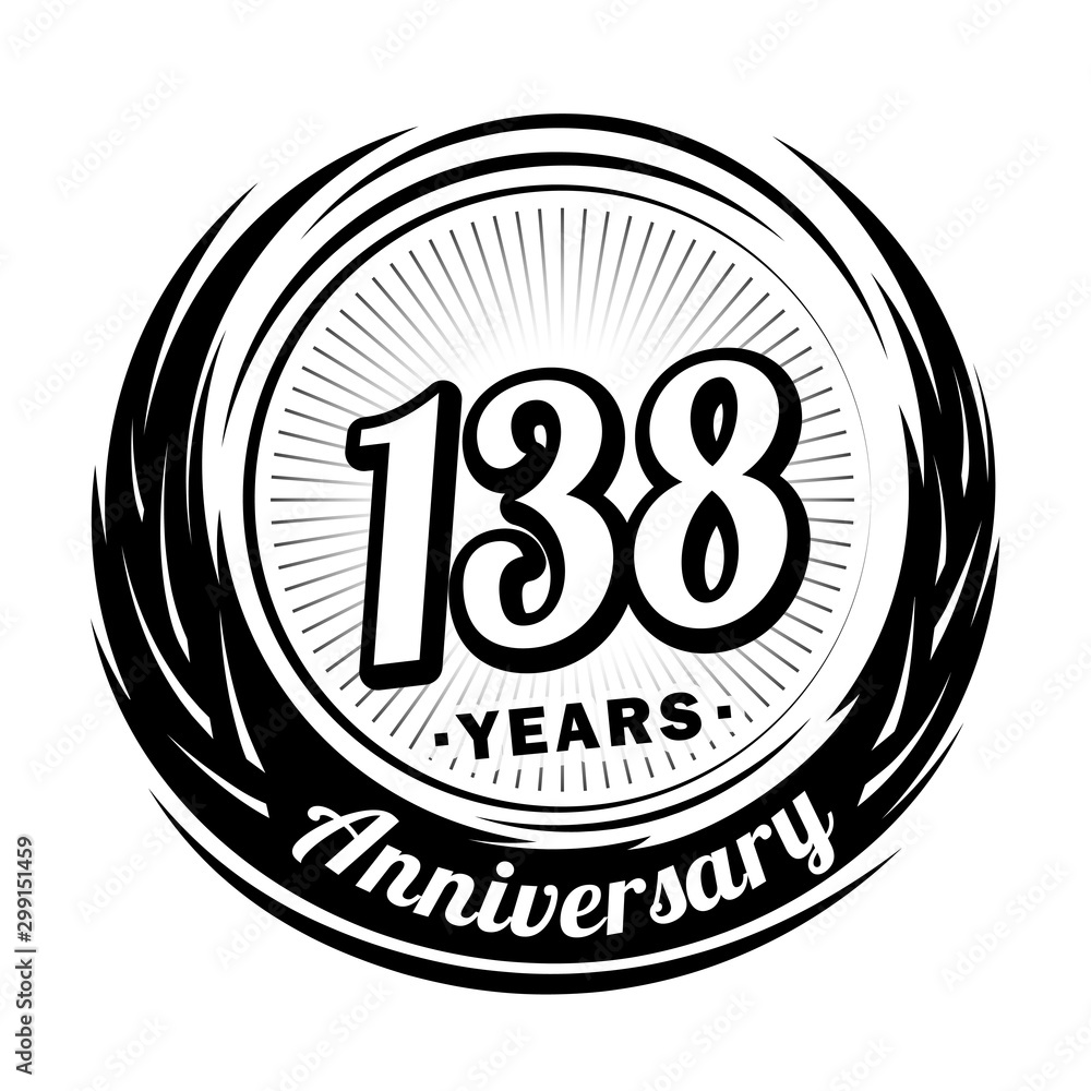 Fototapeta premium 138 years anniversary. Anniversary logo design. One hundred and thirty-eight years logo.