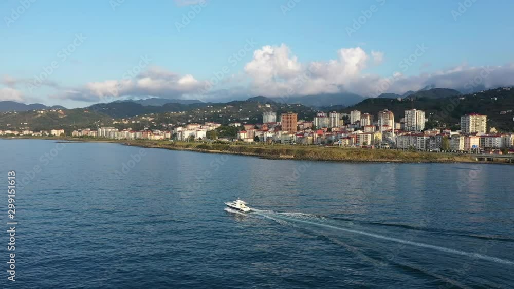 Trabzon City Sea and Boat Aerial View 3 Trabzon City Sea and Boat Aerial View 3