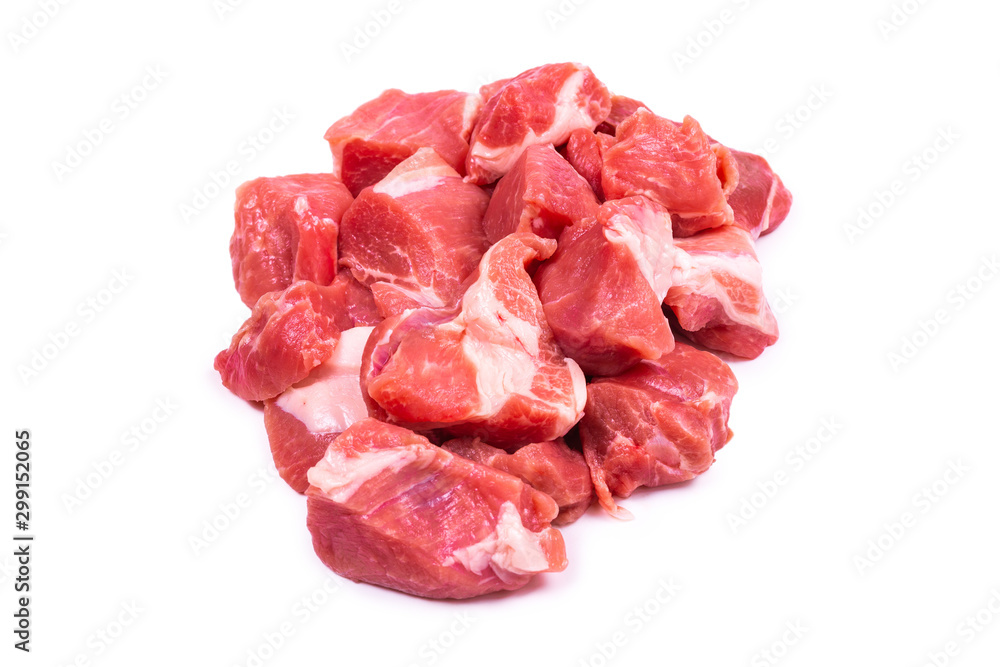 Fresh raw pork pieces isolated. Fresh raw pork pieces isolated.